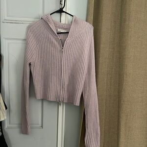 Aeropostale Lilac ribbed crop hoodie size XL